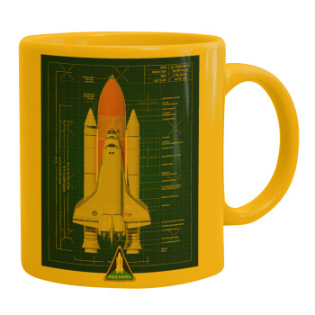 Nasa Space Shuttle, Ceramic coffee mug yellow, 330ml (1pcs)