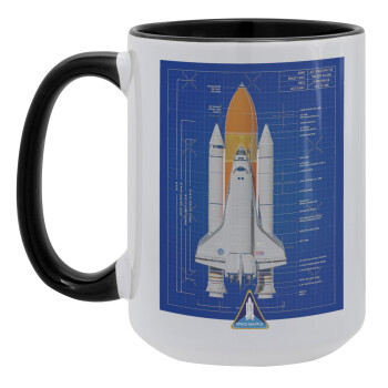 Nasa Space Shuttle, Κούπα Mega 15oz, κεραμική Μαύρη, 450ml