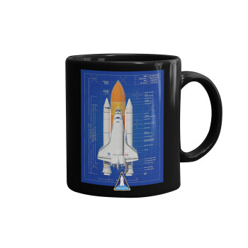Nasa Space Shuttle, Κούπα Μαύρη, κεραμική, 330ml