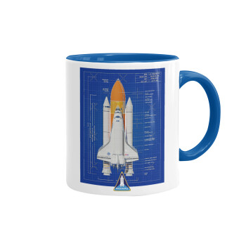 Nasa Space Shuttle, Κούπα χρωματιστή μπλε, κεραμική, 330ml
