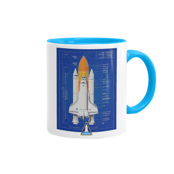 Nasa Space Shuttle, Κούπα χρωματιστή γαλάζια, κεραμική, 330ml