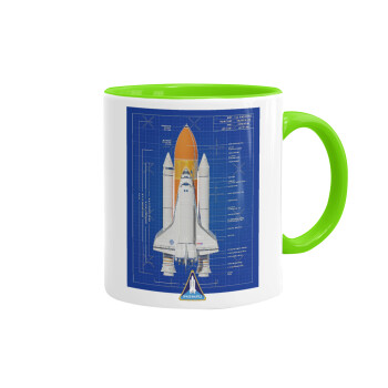 Nasa Space Shuttle, Mug colored light green, ceramic, 330ml