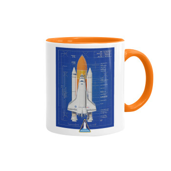 Nasa Space Shuttle, Κούπα χρωματιστή πορτοκαλί, κεραμική, 330ml