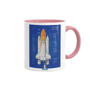 Nasa Space Shuttle, Κούπα χρωματιστή ροζ, κεραμική, 330ml