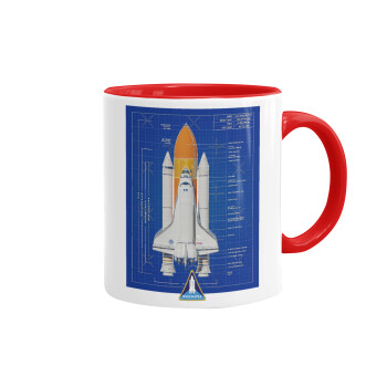 Nasa Space Shuttle, Κούπα χρωματιστή κόκκινη, κεραμική, 330ml