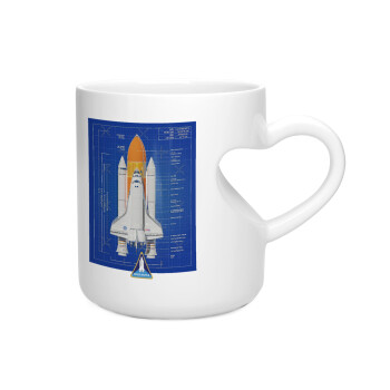Nasa Space Shuttle, Κούπα καρδιά λευκή, κεραμική, 330ml