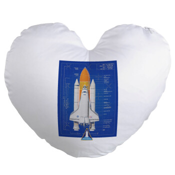 Nasa Space Shuttle, Μαξιλάρι καναπέ καρδιά 40x40cm περιέχεται το  γέμισμα