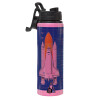 Metallic water bottle with safety lid, 850ml aluminum