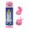 Children's hot water bottle, stainless steel, with safety straw, PINK (500ml)