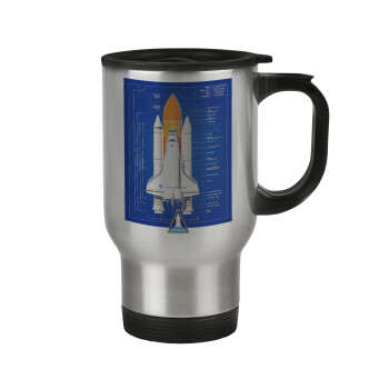 Nasa Space Shuttle, Stainless steel travel mug with lid, double wall 450ml