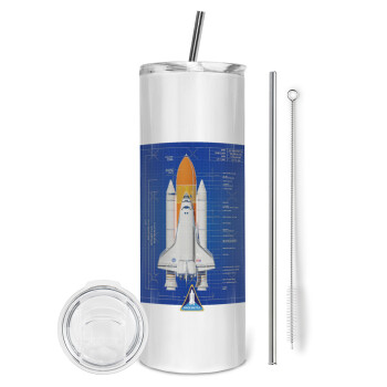 Nasa Space Shuttle, Tumbler stainless steel 600ml, with metal straw & cleaning brush