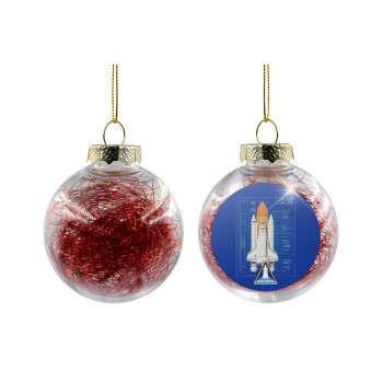 Nasa Space Shuttle, Transparent Christmas tree ball ornament with red filling 8cm