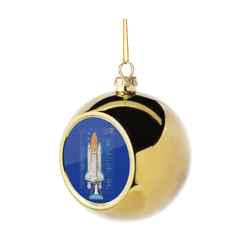 Nasa Space Shuttle, Golden Christmas tree ball ornament 8cm