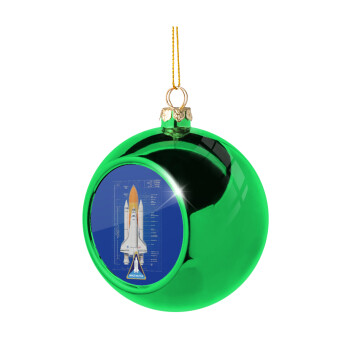 Nasa Space Shuttle, Green Christmas tree ornament ball 8cm