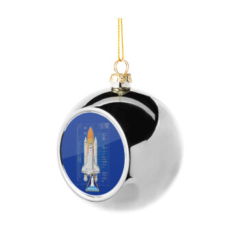 Nasa Space Shuttle, Χριστουγεννιάτικη μπάλα δένδρου Ασημένια 8cm