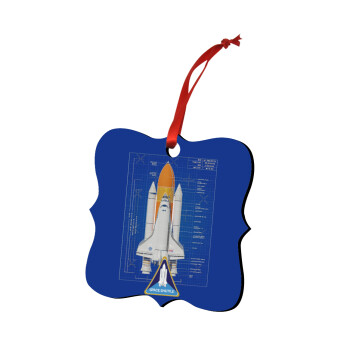 Nasa Space Shuttle, Χριστουγεννιάτικο στολίδι polygon ξύλινο 7.5cm