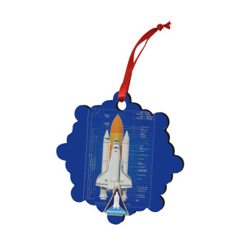Nasa Space Shuttle, Χριστουγεννιάτικο στολίδι snowflake ξύλινο 7.5cm