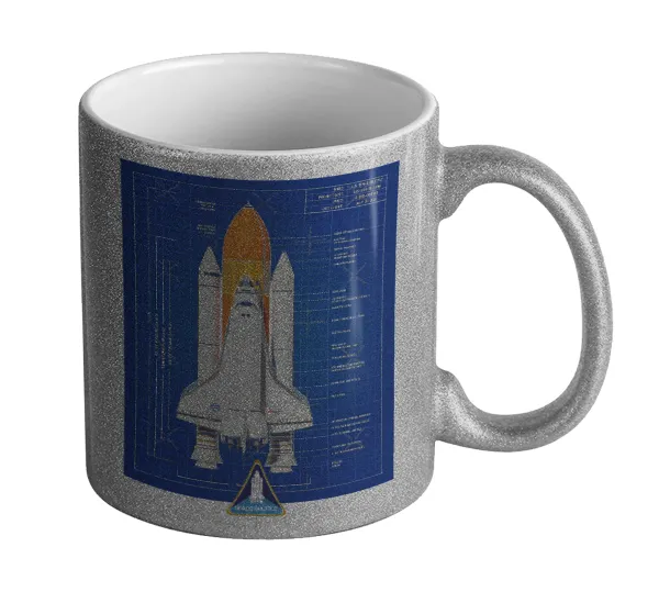 Nasa Space Shuttle — Silver glitter mug that sparkles, ceramic, 330ml