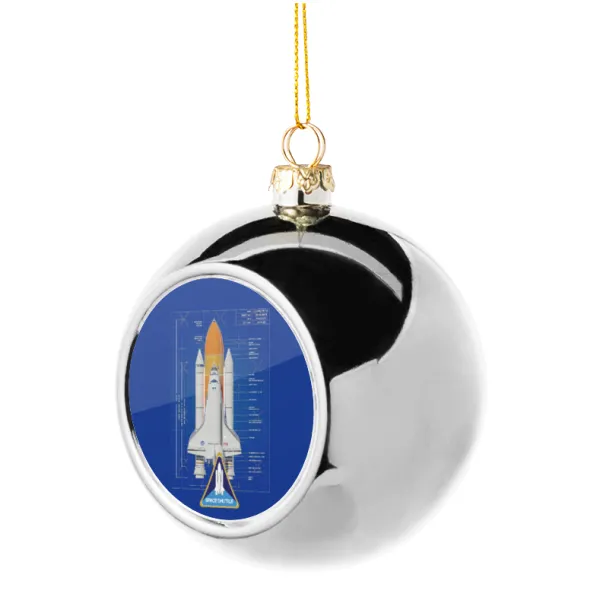 Nasa Space Shuttle — Στολίδι Χριστουγεννιάτικη μπάλα δένδρου Ασημένια 8cm