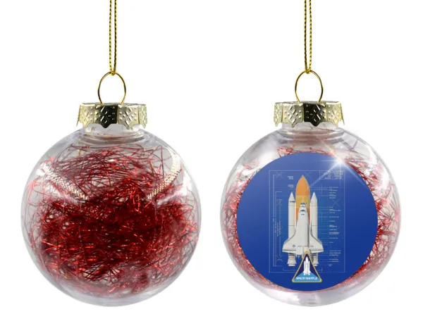 Nasa Space Shuttle — Στολίδι Χριστουγεννιάτικη μπάλα δένδρου διάφανη με κόκκινο γέμισμα 8cm