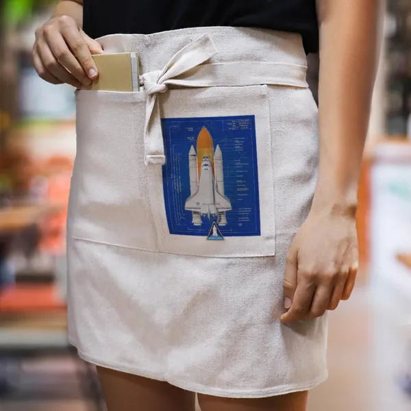 Nasa Space Shuttle — Ποδιά Μέσης με διπλή τσέπη Barista/Bartender, Beige