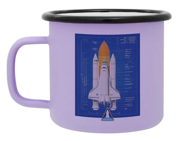 Nasa Space Shuttle — Metal enamel mug, matte light pastel purple, 360ml