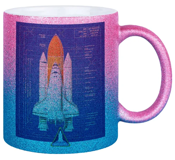 Nasa Space Shuttle — Κούπα Χρυσή/Μπλε Glitter, κεραμική, 330ml