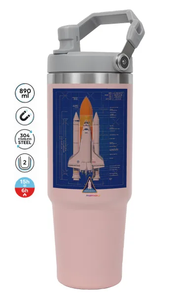 Nasa Space Shuttle — ΡΟΖ Travel Tumbler Θερμός με χερούλι και καλαμάκι 890ml