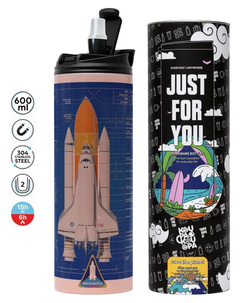 Nasa Space Shuttle — Tumbler ποτήρι θερμό ΡΟΖ από ανοξείδωτο ατσάλι 600ml
