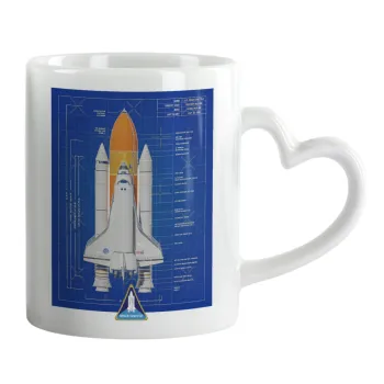Nasa Space Shuttle, Mug heart handle, ceramic, 330ml
