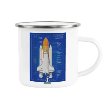 Nasa Space Shuttle, Metallic enamel cup white 360ml