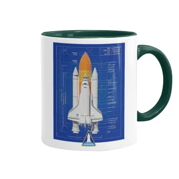 Nasa Space Shuttle, Mug colored green, ceramic, 330ml