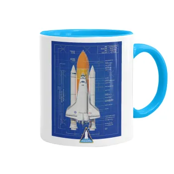 Nasa Space Shuttle, Κούπα χρωματιστή γαλάζια, κεραμική, 330ml