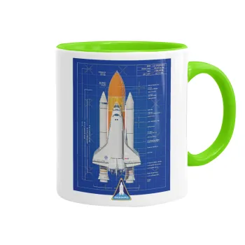Nasa Space Shuttle, Mug colored light green, ceramic, 330ml