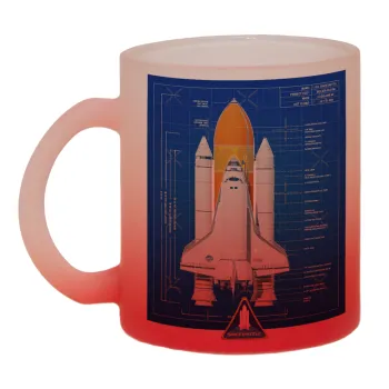 Nasa Space Shuttle, Κούπα γυάλινη δίχρωμη με βάση το κόκκινο ματ, 330ml
