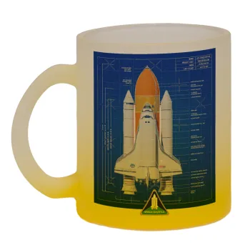 Nasa Space Shuttle, Κούπα γυάλινη δίχρωμη με βάση το κίτρινο ματ, 330ml