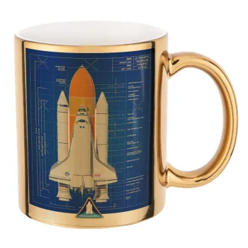 Nasa Space Shuttle, Κούπα κεραμική, χρυσή καθρέπτης, 330ml