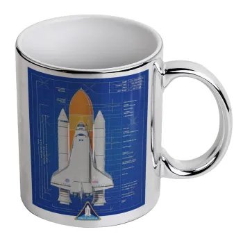 Nasa Space Shuttle, Κούπα κεραμική, ασημένια καθρέπτης, 330ml