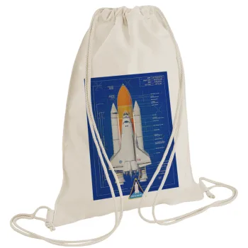 Nasa Space Shuttle, Backpack bag GYMBAG natural (28x40cm)