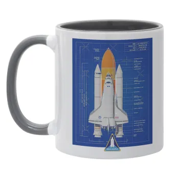 Nasa Space Shuttle, Κούπα χρωματιστή γκρι, κεραμική, 330ml
