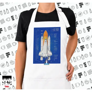 Nasa Space Shuttle, Ποδιά μακριά Σεφ ολόσωμη με τσέπες white (ΕΝΗΛΙΚΩΝ)