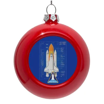Nasa Space Shuttle, Red Christmas tree ornament bauble 8cm