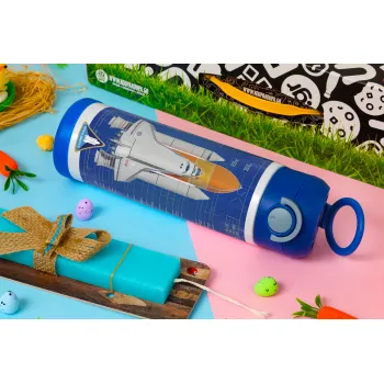 Nasa Space Shuttle, Easter candle, Childrens hot water bottle, stainless steel, with safety straw, BLUE (500ml)