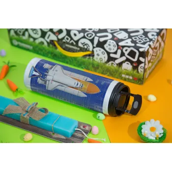 Nasa Space Shuttle, Πασχαλινή Λαμπάδα με Travel Tumbler θερμό με διπλό καπάκι (600ml, BPA free) & κερί αρωματικό πλακέ (30cm) (ΤΙΡΚΟΥΑΖ)