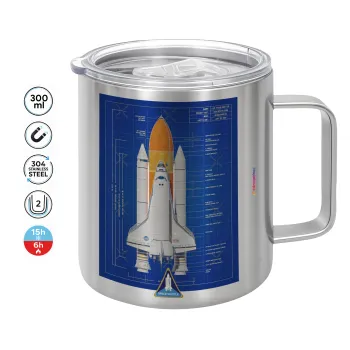 Nasa Space Shuttle, Double-walled stainless steel mug 300ml with temperature-retaining lid