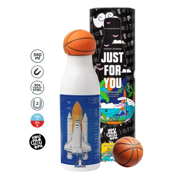 Nasa Space Shuttle, Μπάλα μπάσκετ μεταλλικό παγούρι θερμός, διπλού τοιχώματος, 550ml