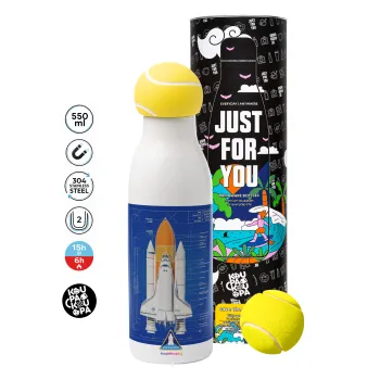 Nasa Space Shuttle, Μπάλα τένις μεταλλικό παγούρι θερμός, διπλού τοιχώματος, 550ml