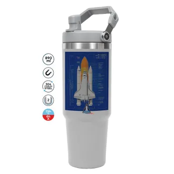 Nasa Space Shuttle, GREY color, 890ml (30oz) stainless Steel Tumbler with Handle