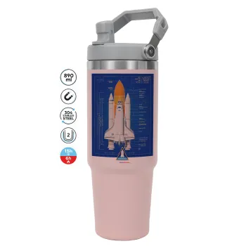 Nasa Space Shuttle, Pink color, 890ml (30oz) stainless Steel Tumbler with Handle