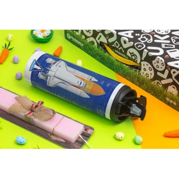 Nasa Space Shuttle, Πασχαλινή Λαμπάδα με Travel Tumbler θερμό με διπλό καπάκι (600ml, BPA free) & κερί αρωματικό πλακέ (30cm) (ΡΟΖ)